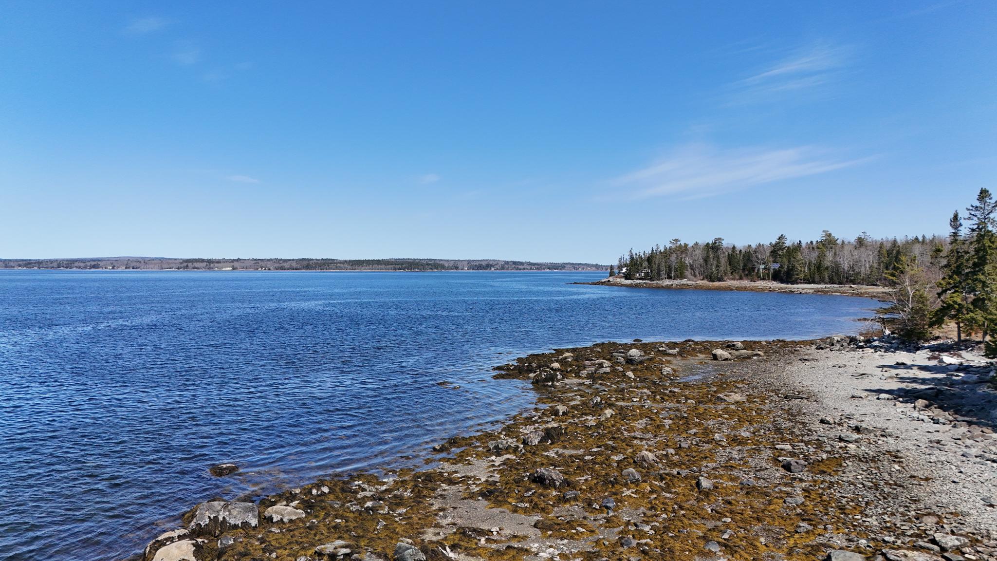 The rocky shoreline at Trenton, Maine, gateway to Mount Desert Island
