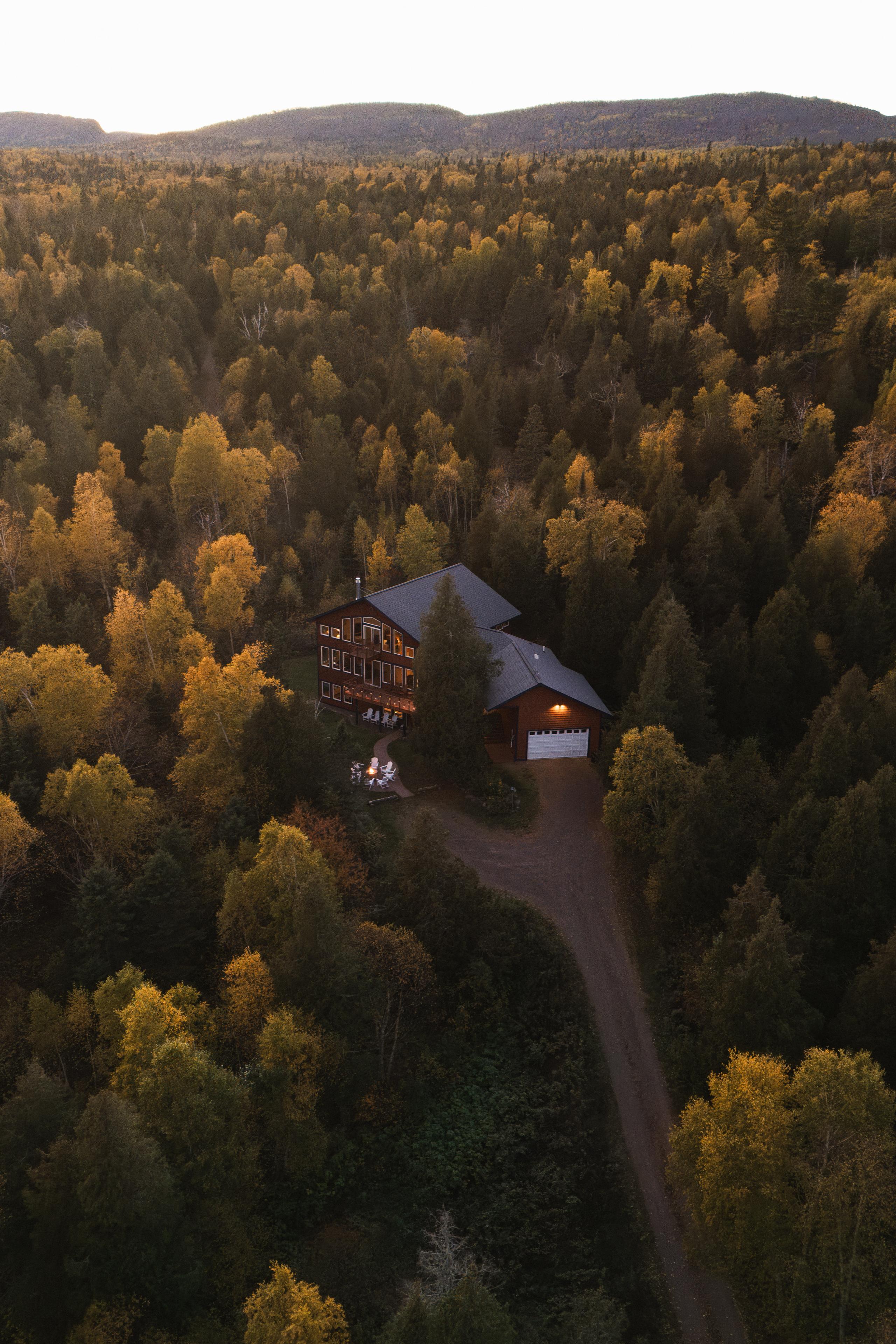 The Sawtooth ridgeline above Lutsen in fall color