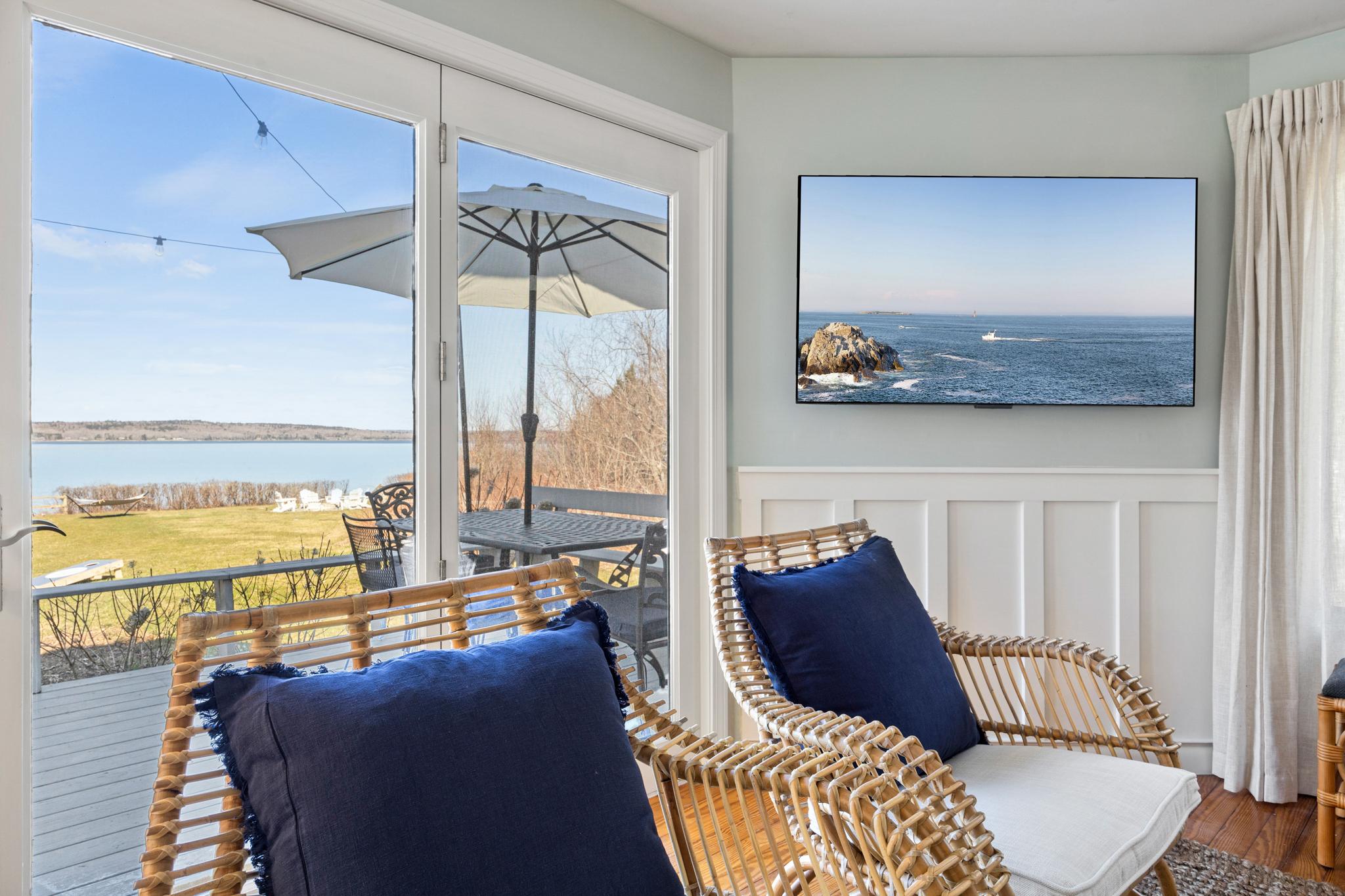 Living room with water views at Eagles Nest