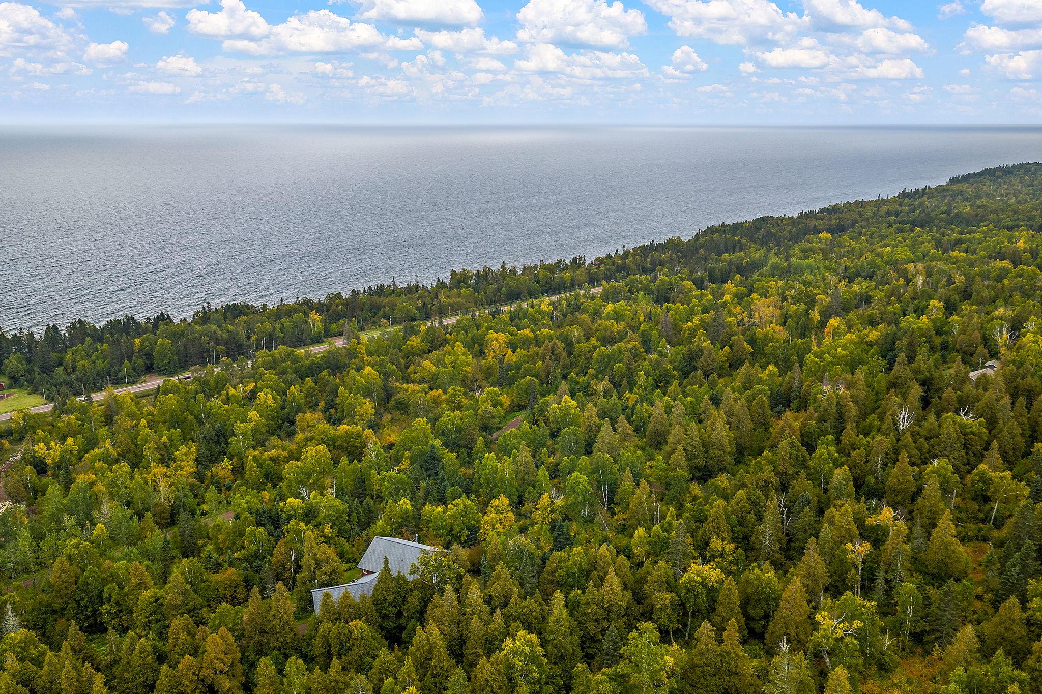 Lake Superior stretching to the horizon along Minnesota's North Shore