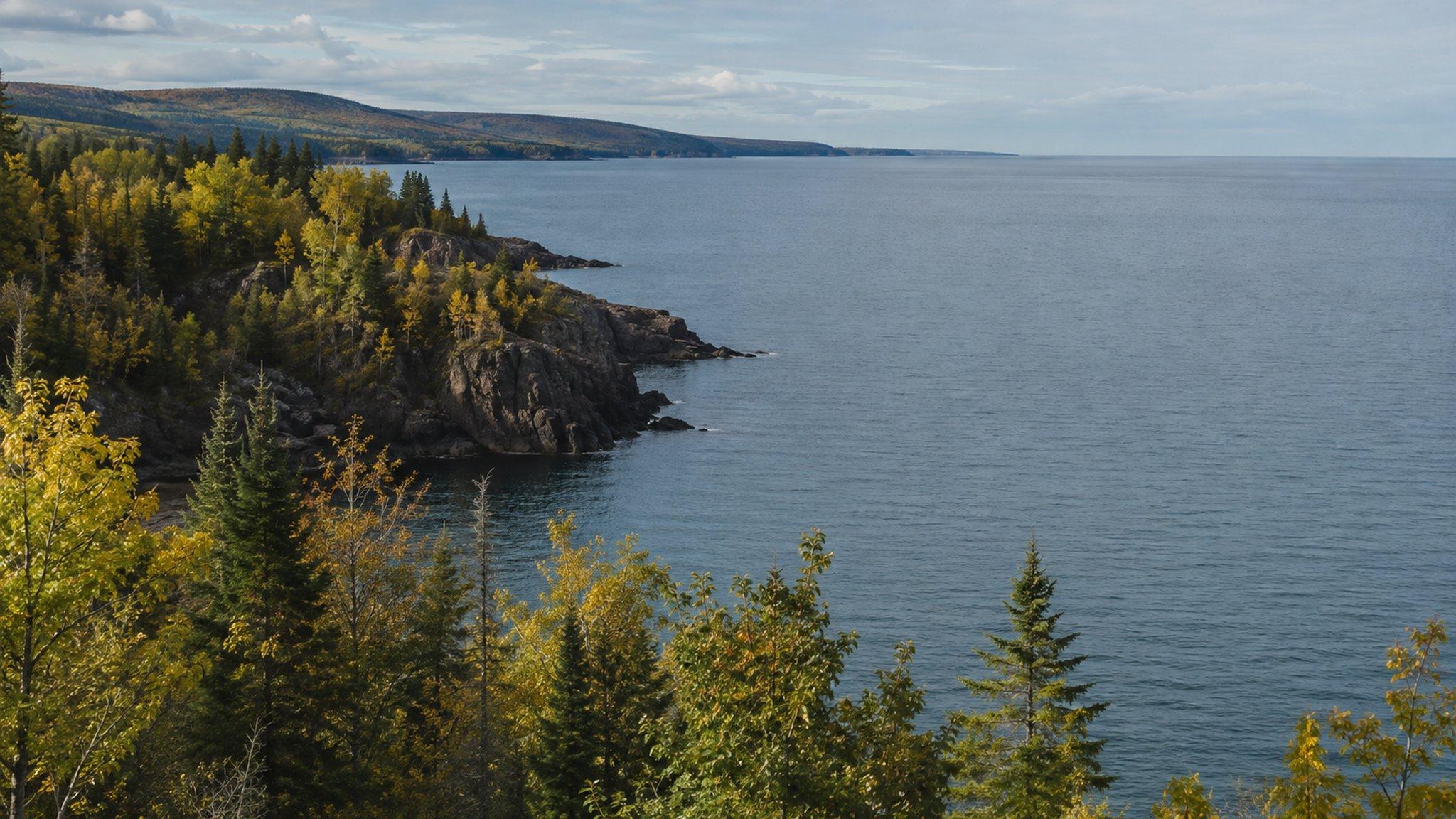Lake Superior from a wooded bluff as the season turns